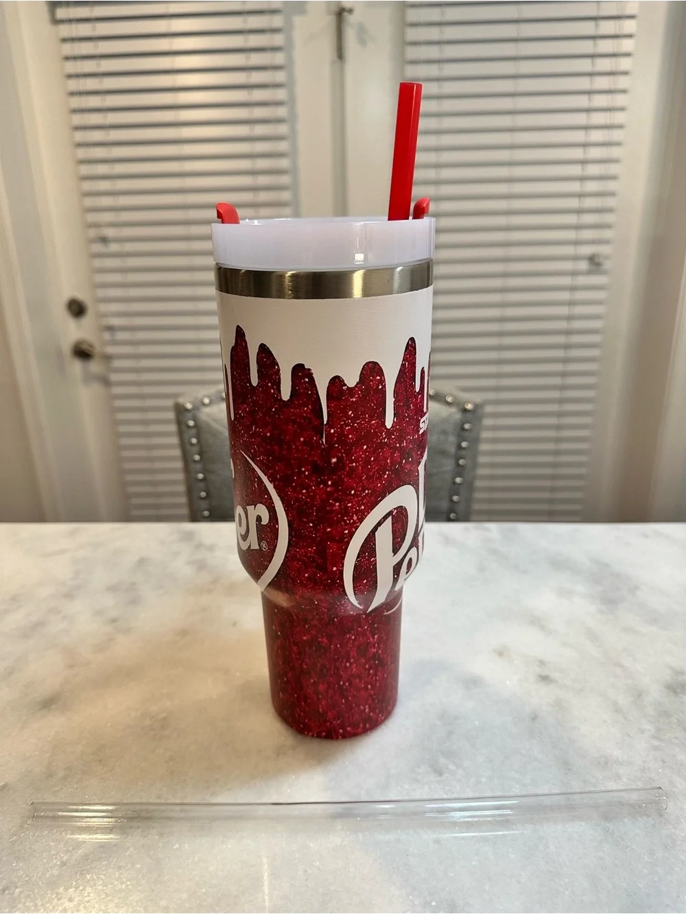 Stanley Red Dr Pepper Insulated 40 Tumbler with Handle and 2 Straws - Picture 4 of 8